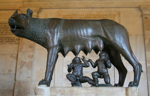 According to legend, Romulus and Remus were suckled by a she-wolf as infants.